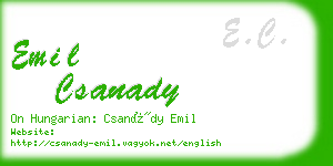 emil csanady business card